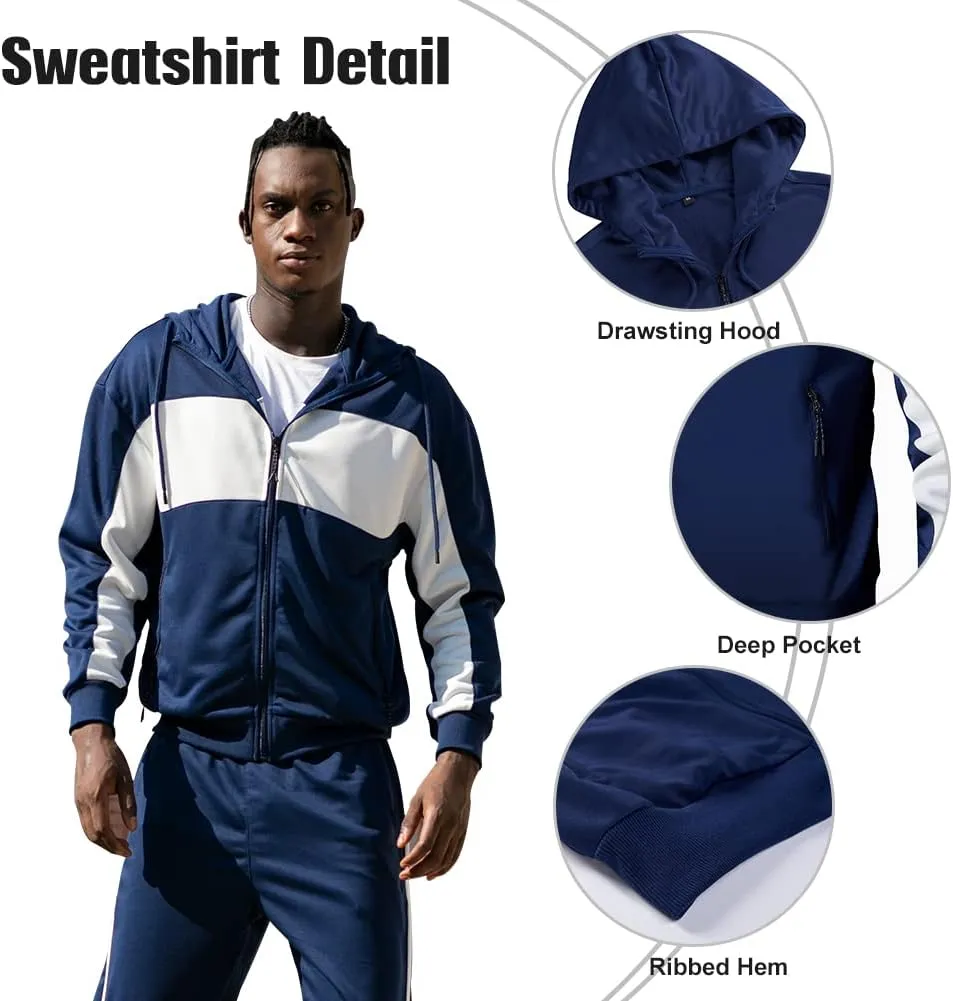 LBL Leading the Better Life Men's Casual Tracksuit Long Sleeve Sweat Suit Running Jogging Athletic Sports Set