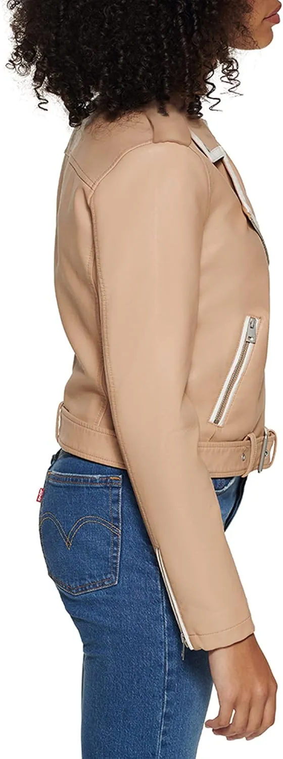 Levi's Women's Faux Leather Belted Motorcycle Jacket (Standard & Plus Sizes)
