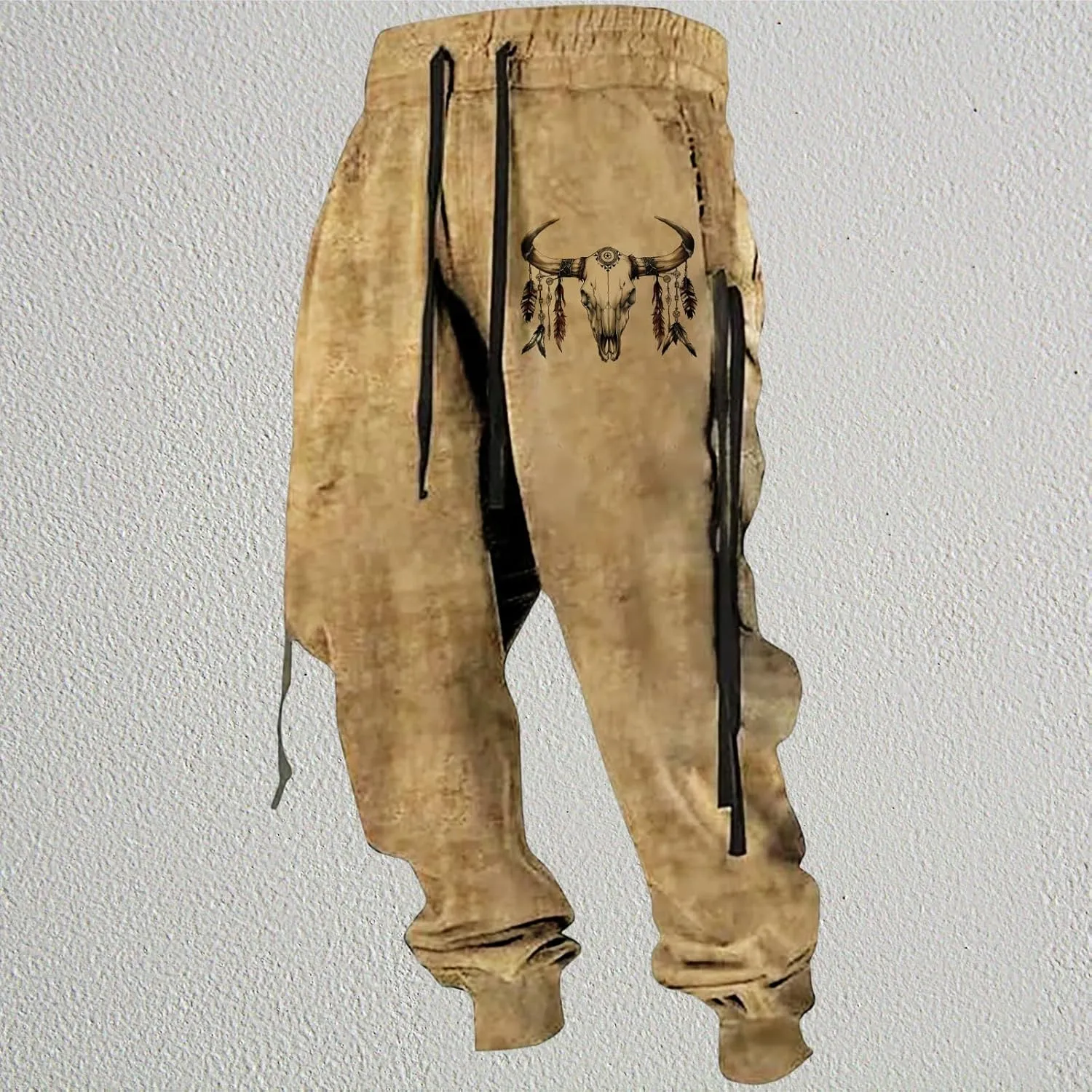 LOAIHA Native American Pants Western Athletic Pants for Men Aztec Cowboy Graphic Sweatpants Men Workout Trousers Harem Pants