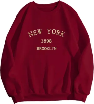 LovelyWholesale Women Graphic Crew Neck Sweatshirts Causal Long Sleeve Pullover Tops