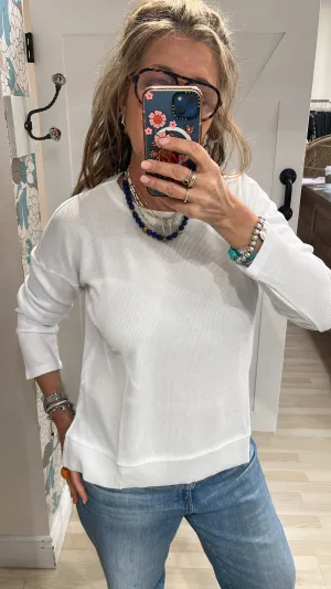 L/S Crewneck Boxy Top | White