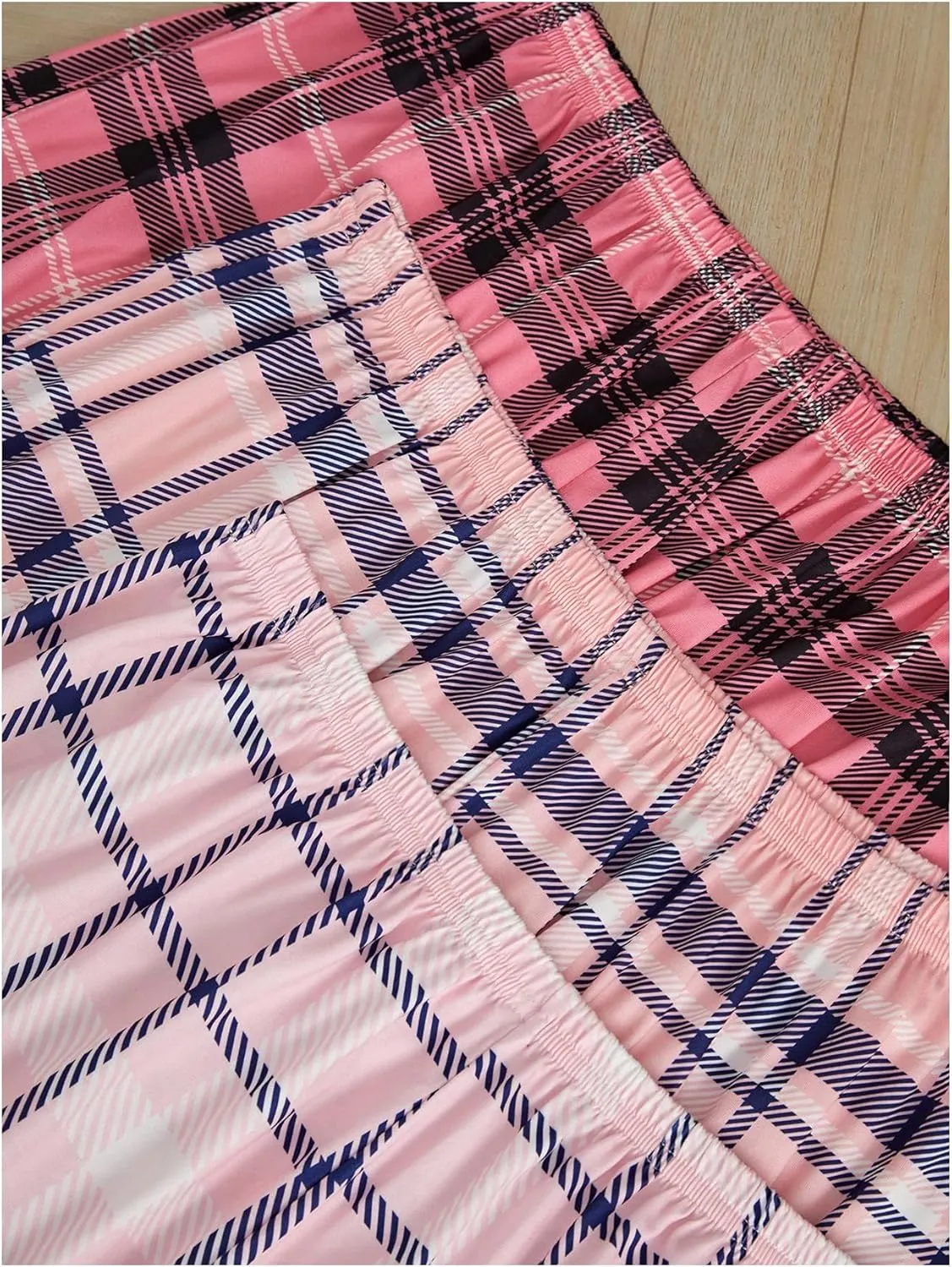 MakeMeChic Women's 3 Pack Pajama Pants Plaid Elastic Waist Sleep Pants Comfy Loungewear XS-5XL