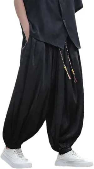 Men Wide-Leg Pants Retro Harem Hiphop Street Beat Casual Pants Jogging Trousers