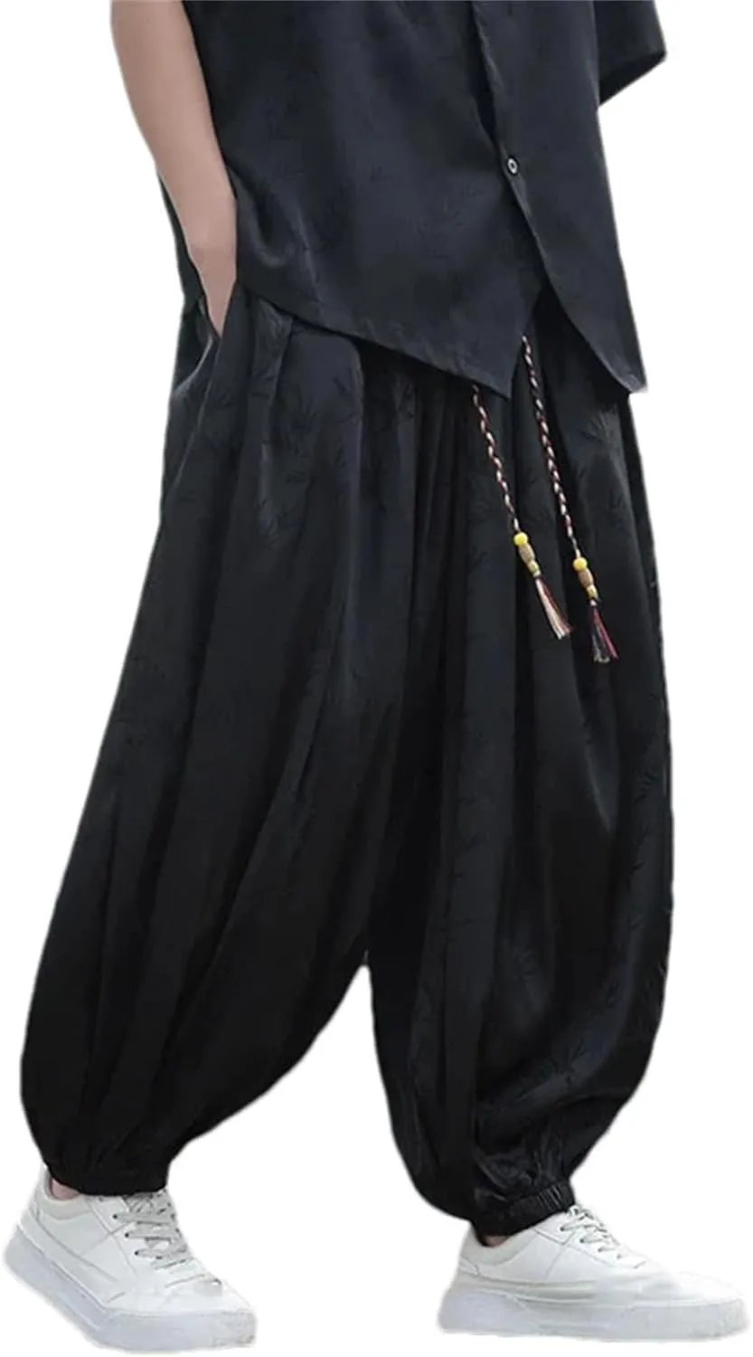 Men Wide-Leg Pants Retro Harem Hiphop Street Beat Casual Pants Jogging Trousers