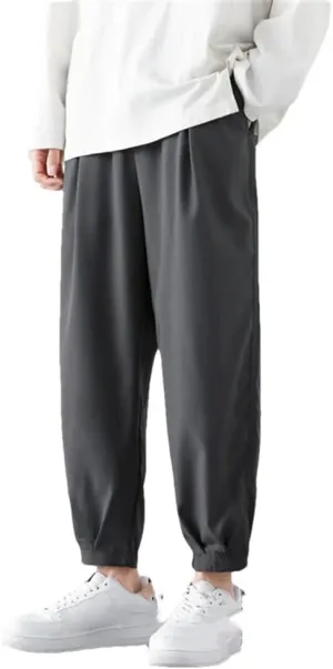 Men's Ankle Length Cropped Pants Breathable Lightweight Casual Pants Drawstring Harem Pants 4 M