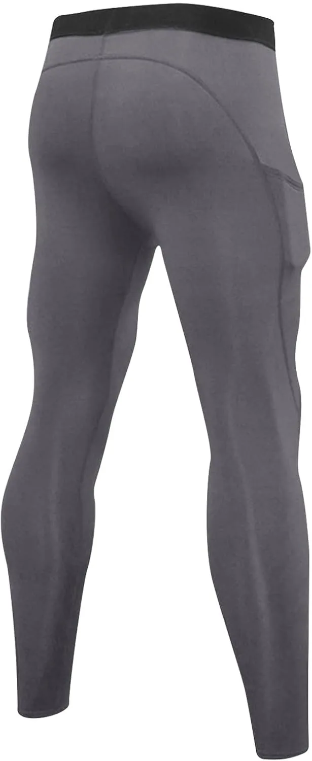 Men's Compression Pants High Stretch Athletic Base Layer Elastic Waistband Slim Fit Workout Leggings Gym Running Daily