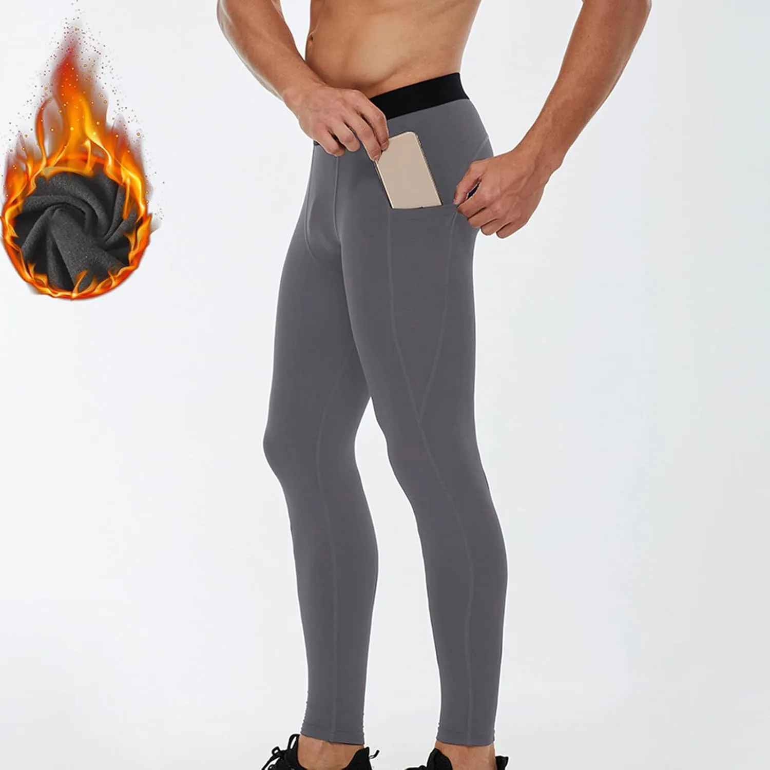 Men's Compression Pants High Stretch Athletic Base Layer Elastic Waistband Slim Fit Workout Leggings Gym Running Daily