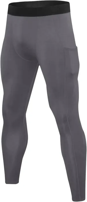 Men's Compression Pants High Stretch Athletic Base Layer Elastic Waistband Slim Fit Workout Leggings Gym Running Daily