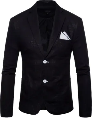 Mens Cotton-Linen Blazer Coat Two Button Lightweight Suit Jacket Casual Sport Business Daily Blazer Jacket