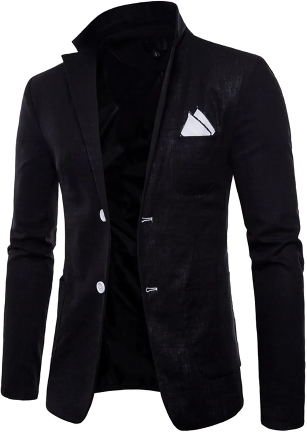 Mens Cotton-Linen Blazer Coat Two Button Lightweight Suit Jacket Casual Sport Business Daily Blazer Jacket