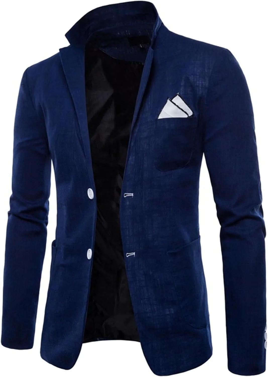 Mens Cotton-Linen Blazer Coat Two Button Lightweight Suit Jacket Casual Sport Business Daily Blazer Jacket