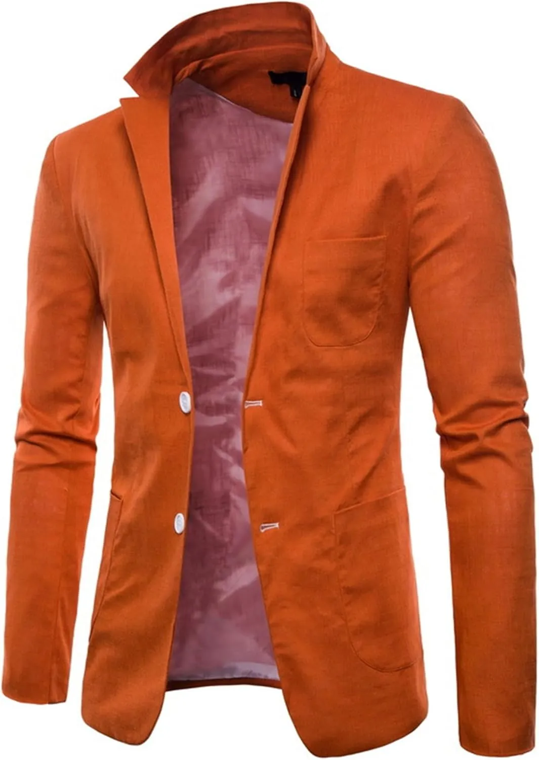 Mens Cotton-Linen Blazer Coat Two Button Lightweight Suit Jacket Casual Sport Business Daily Blazer Jacket