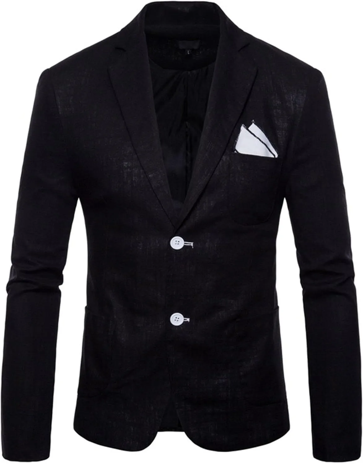Mens Cotton-Linen Blazer Coat Two Button Lightweight Suit Jacket Casual Sport Business Daily Blazer Jacket