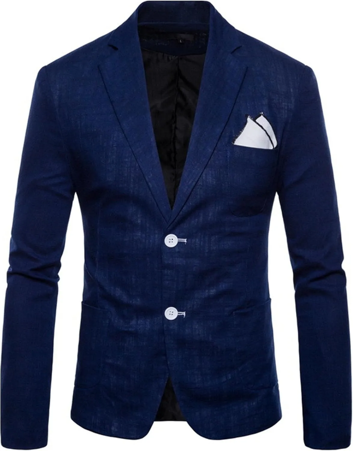 Mens Cotton-Linen Blazer Coat Two Button Lightweight Suit Jacket Casual Sport Business Daily Blazer Jacket