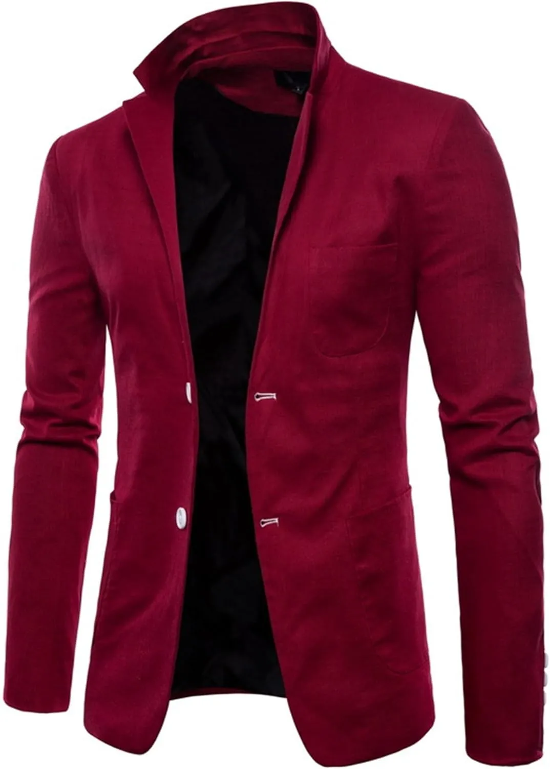 Mens Cotton-Linen Blazer Coat Two Button Lightweight Suit Jacket Casual Sport Business Daily Blazer Jacket