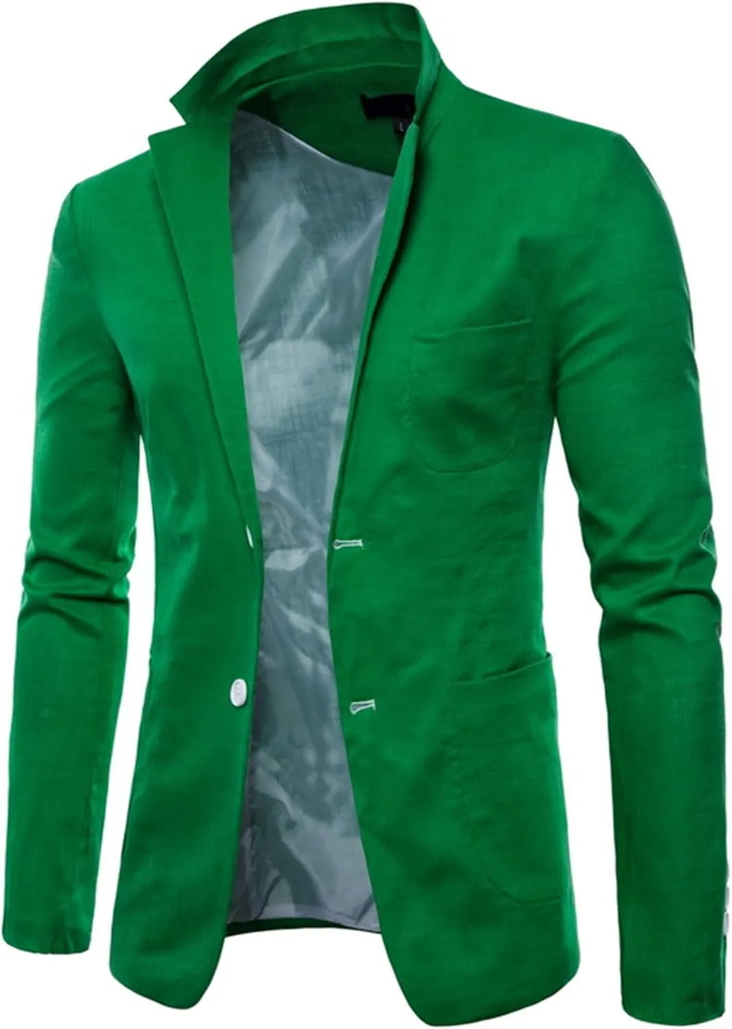 Mens Cotton-Linen Blazer Coat Two Button Lightweight Suit Jacket Casual Sport Business Daily Blazer Jacket