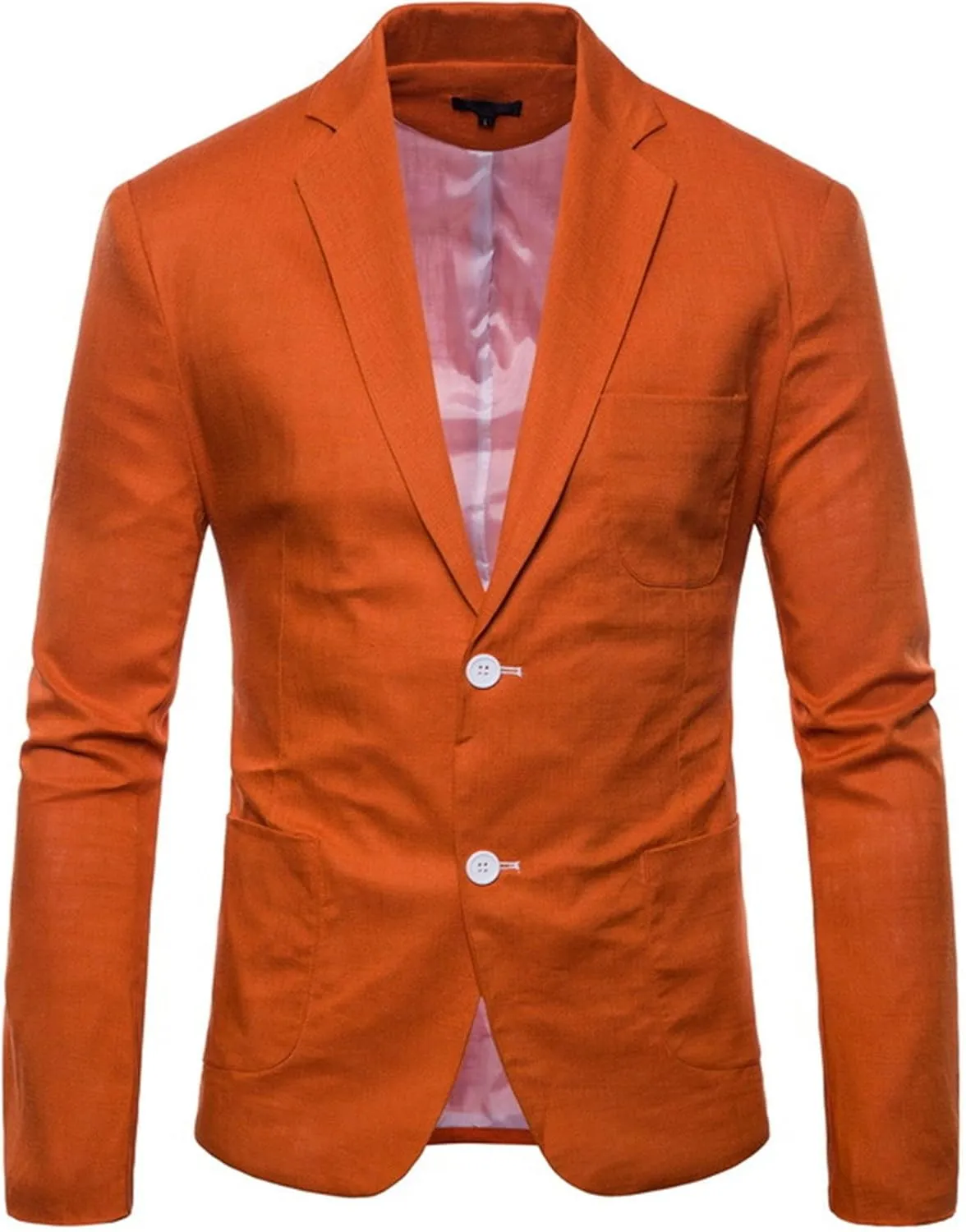 Mens Cotton-Linen Blazer Coat Two Button Lightweight Suit Jacket Casual Sport Business Daily Blazer Jacket