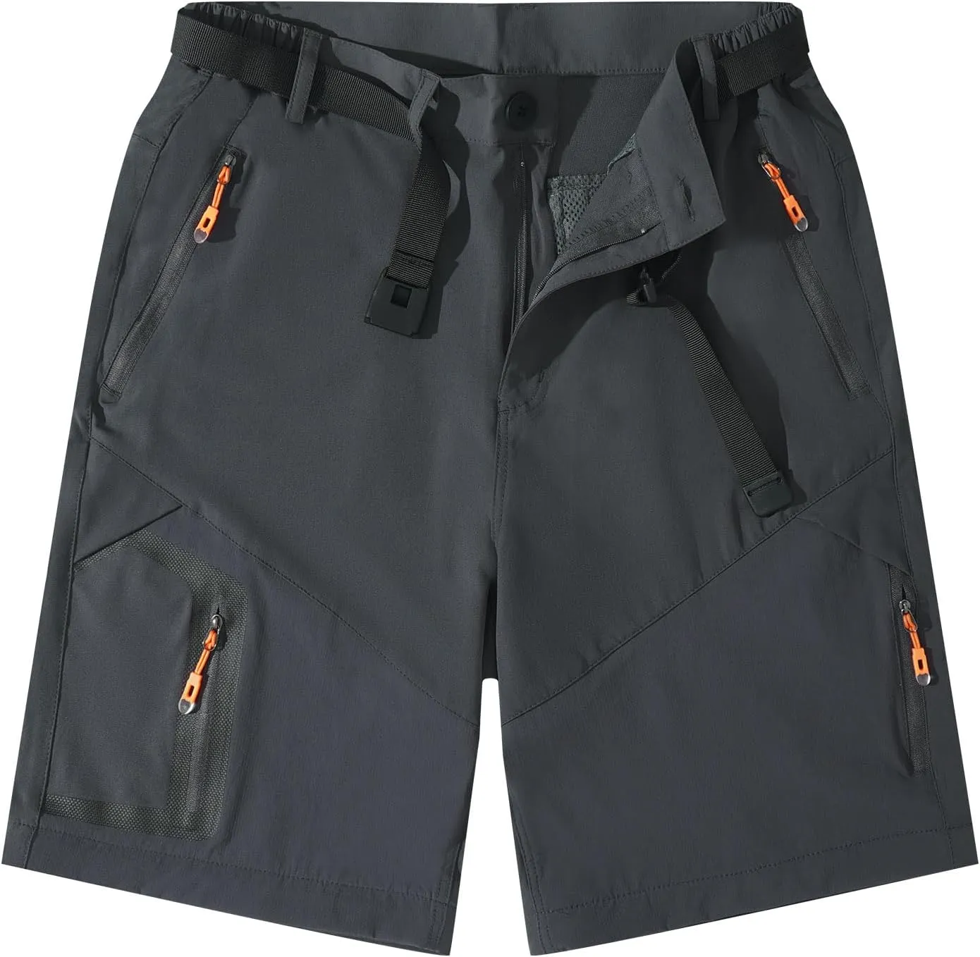 Men's Hiking Pants Outdoor Convertible Quick Dry Fishing Pants & Shorts (Khaki, Black)