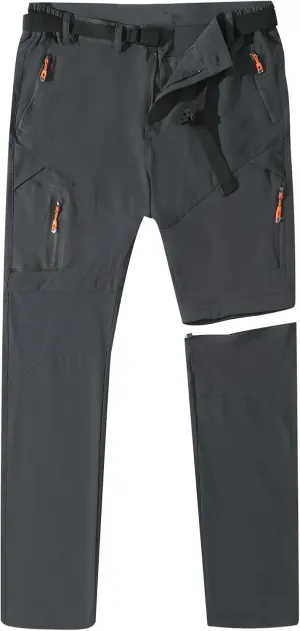 Men's Hiking Pants Outdoor Convertible Quick Dry Fishing Pants & Shorts (Khaki, Black)