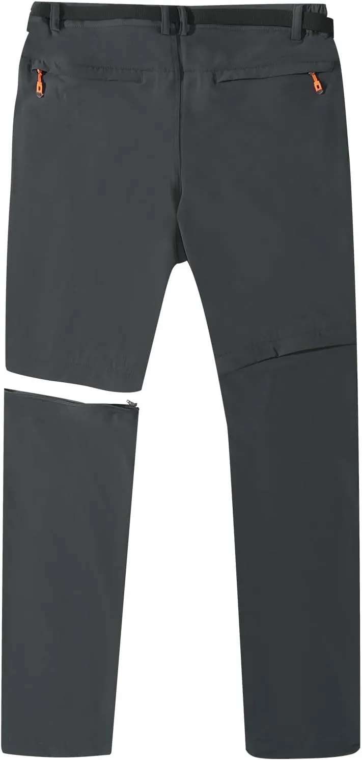 Men's Hiking Pants Outdoor Convertible Quick Dry Fishing Pants & Shorts (Khaki, Black)