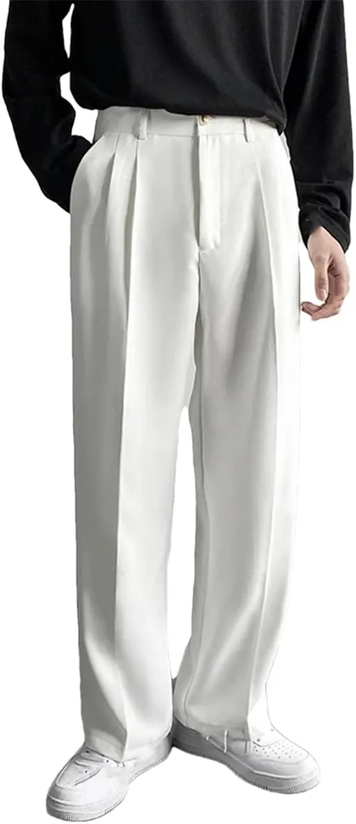 Men's Loose Casual Pants Solid Color Wide Leg Pants Formal Business Design Suit Pants Trousers