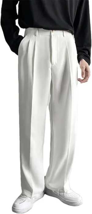 Men's Loose Casual Pants Solid Color Wide Leg Pants Formal Business Design Suit Pants Trousers