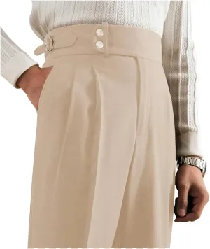 Mens Pants Classic Gurkha Lightweight Flat Front Pants Casual Work Trousers