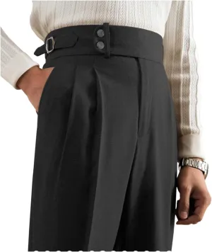 Mens Pants Classic Gurkha Lightweight Flat Front Pants Casual Work Trousers