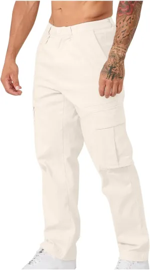 Men's Pants Straight-Fit Casual Stretch Chino Pant Tactical Sports Athletic Slim Fit Work Outdoor Trousers