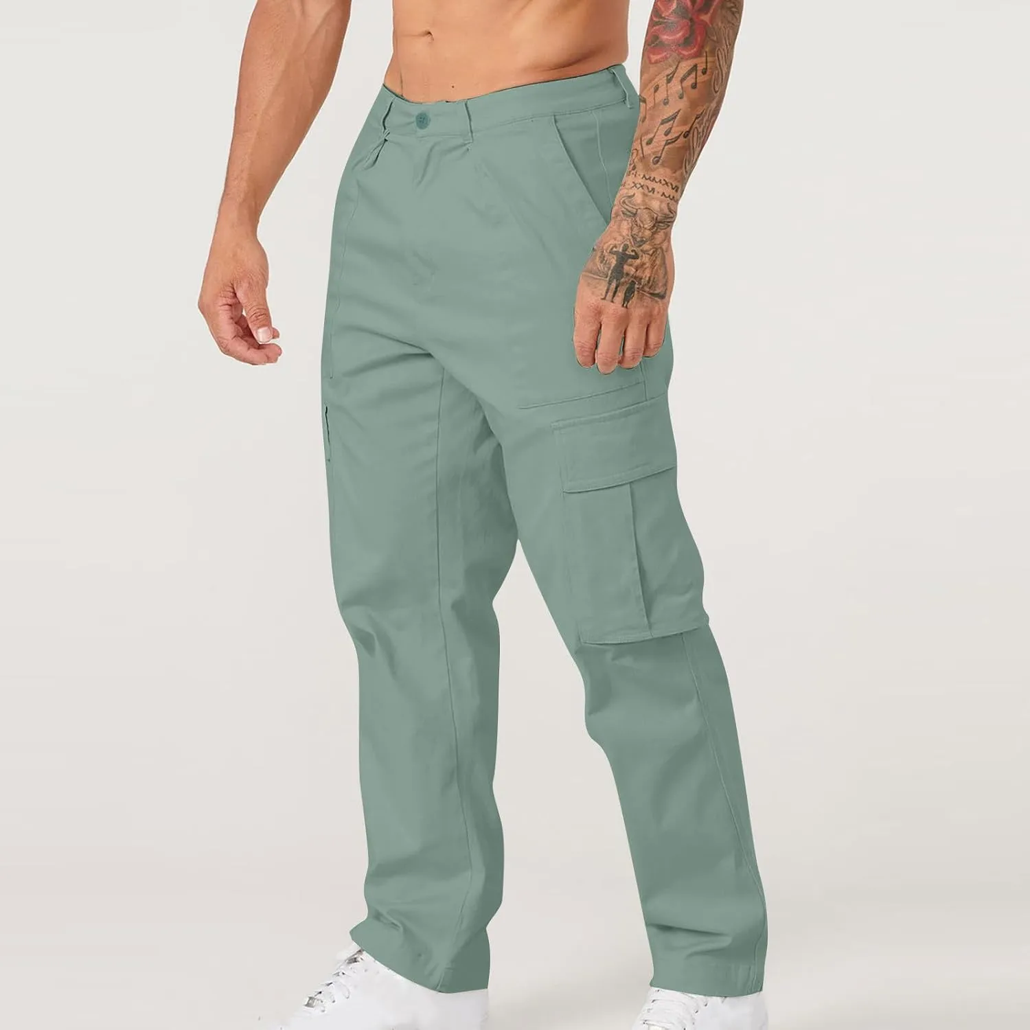 Men's Pants Straight-Fit Casual Stretch Chino Pant Tactical Sports Athletic Slim Fit Work Outdoor Trousers