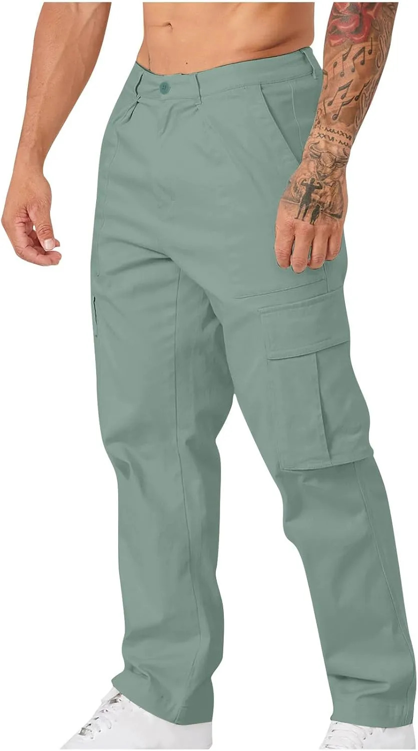 Men's Pants Straight-Fit Casual Stretch Chino Pant Tactical Sports Athletic Slim Fit Work Outdoor Trousers