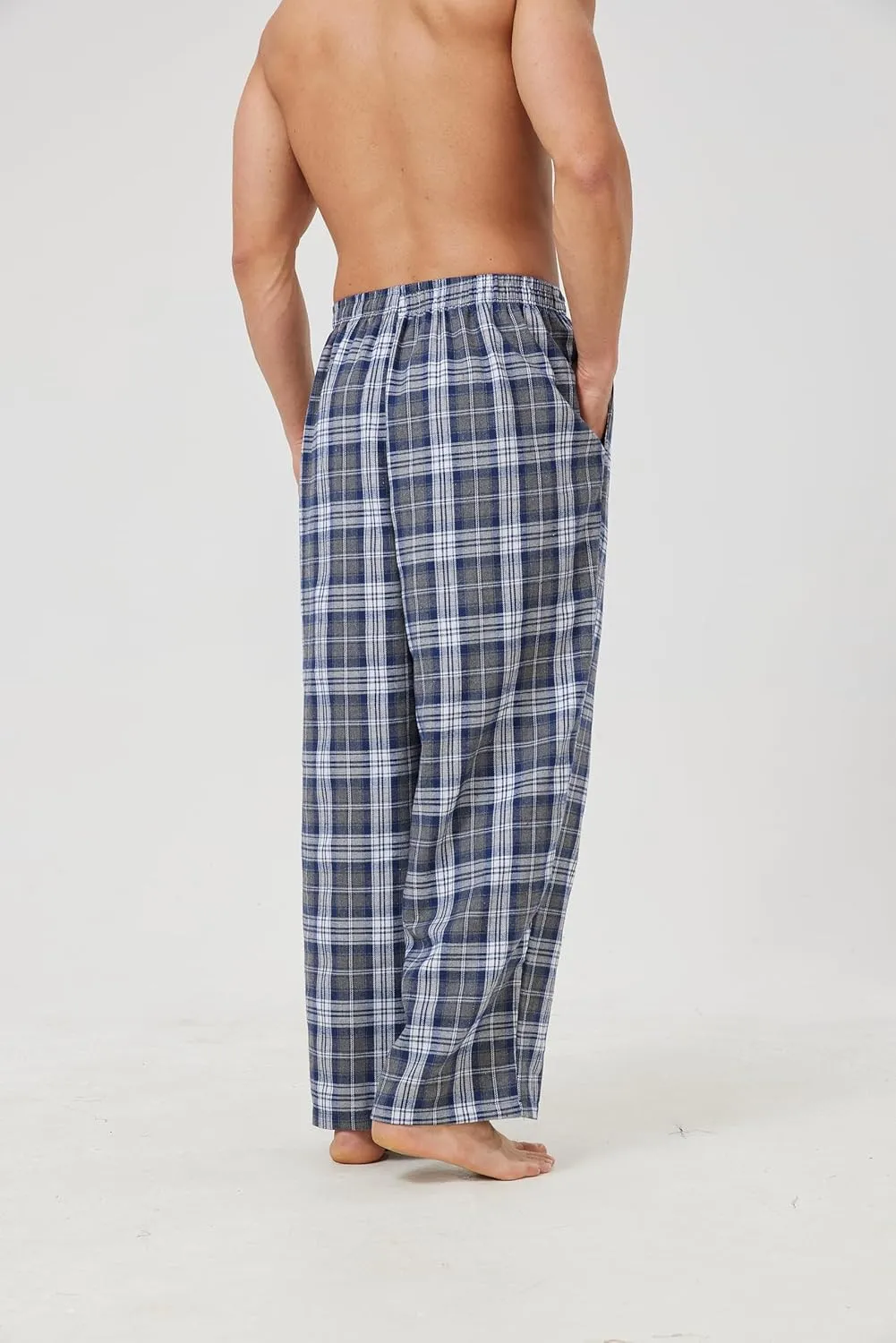 Mens PJ Pajama Pants Elastic wasit Lounge Sleep Pants 2 Pack