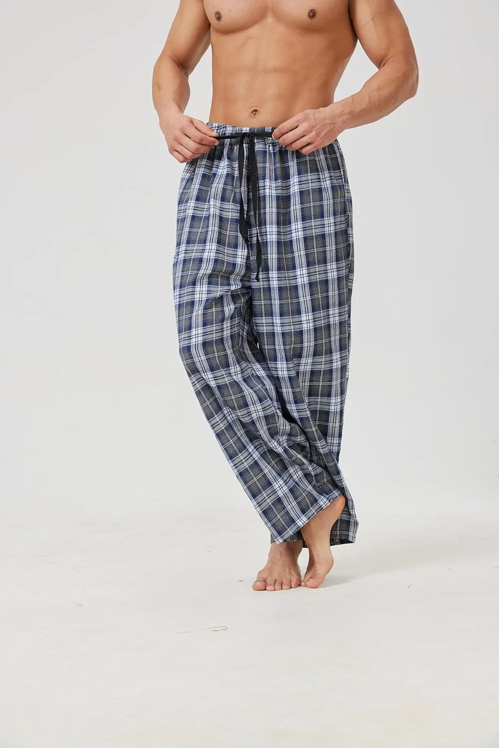 Mens PJ Pajama Pants Elastic wasit Lounge Sleep Pants 2 Pack