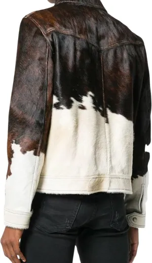Men's Real Cow Hair on Leather Jacket | Cow skin Print Pony Skin Coat