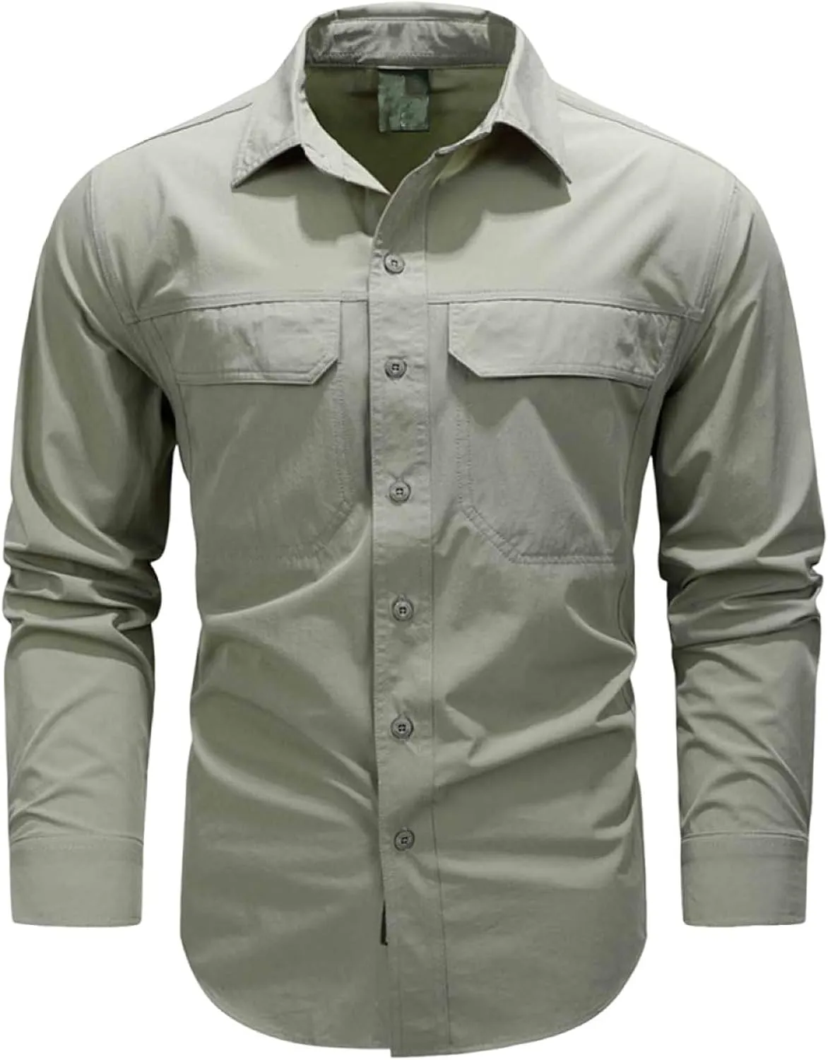 Men's Shirt Long Sleeve Thin Button Quick Dry with Pocket top Slim fit Solid Color Stretch Formal wear
