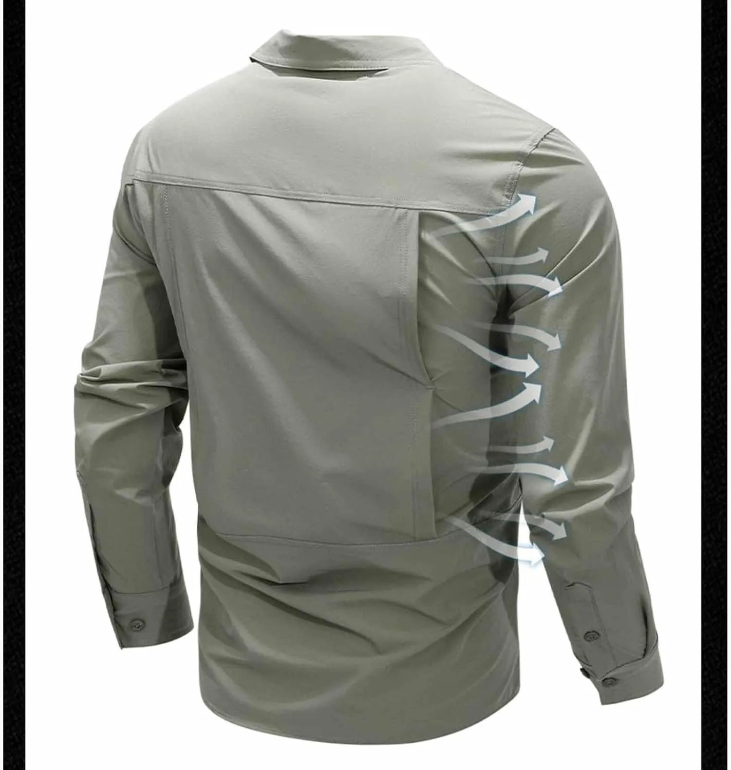 Men's Shirt Long Sleeve Thin Button Quick Dry with Pocket top Slim fit Solid Color Stretch Formal wear