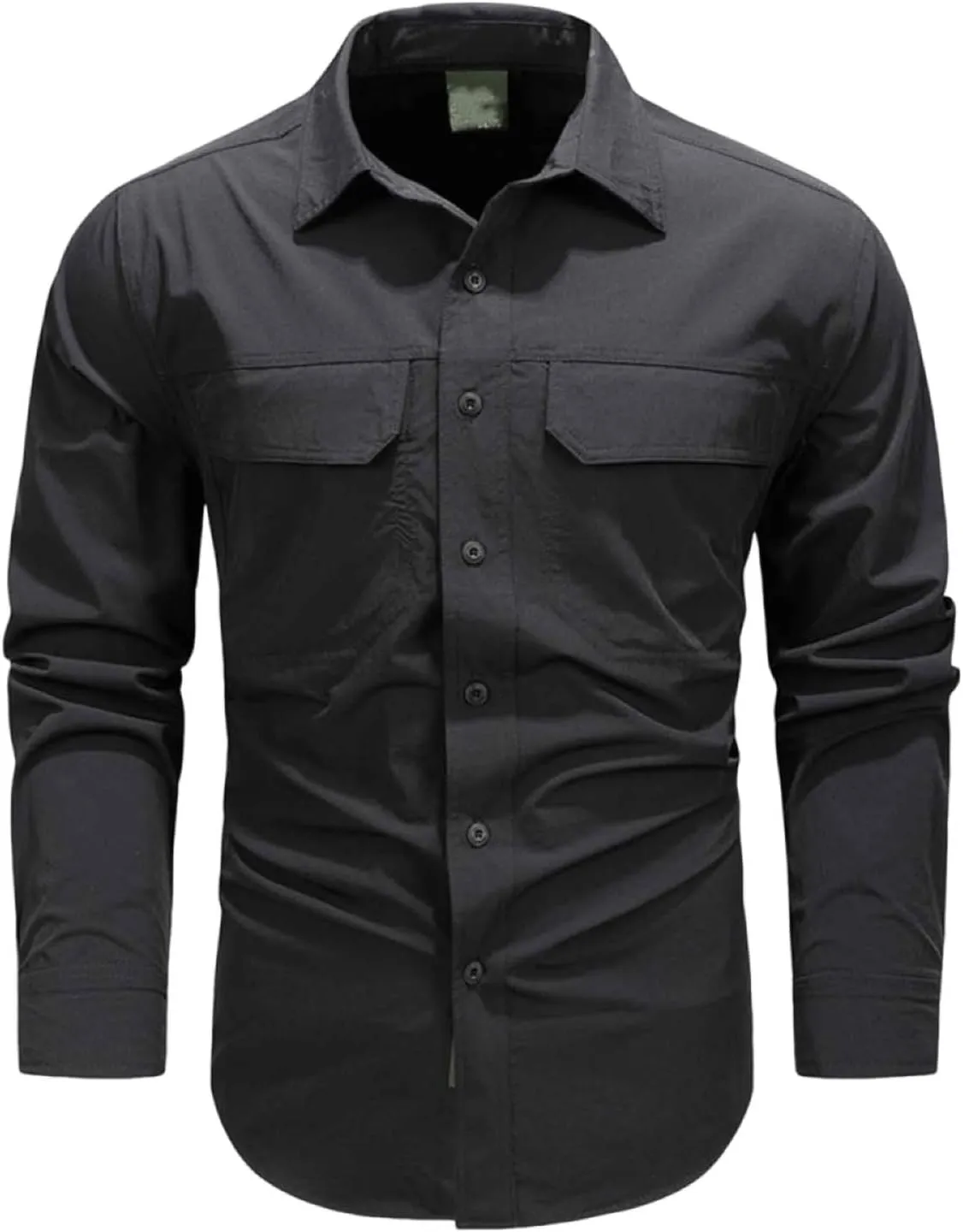 Men's Shirt Long Sleeve Thin Button Quick Dry with Pocket top Slim fit Solid Color Stretch Formal wear