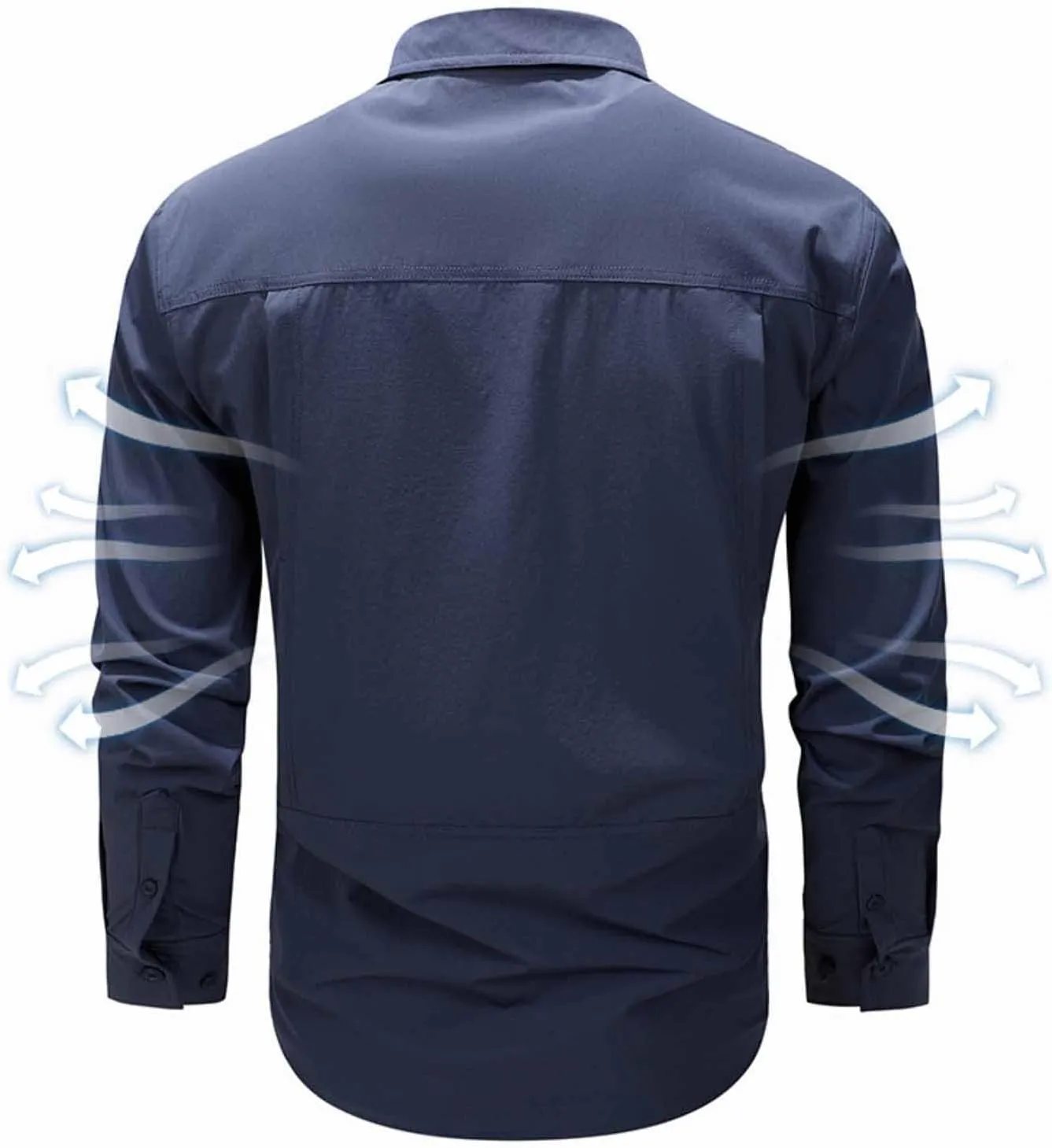 Men's Shirt Long Sleeve Thin Button Quick Dry with Pocket top Slim fit Solid Color Stretch Formal wear