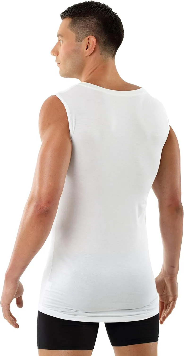 Men's Sleeveless deep v-Neck Business Undershirt Micromodal Light White