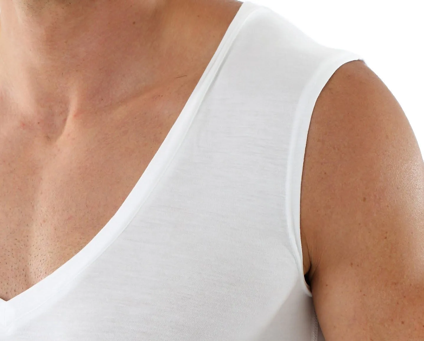 Men's Sleeveless deep v-Neck Business Undershirt Micromodal Light White