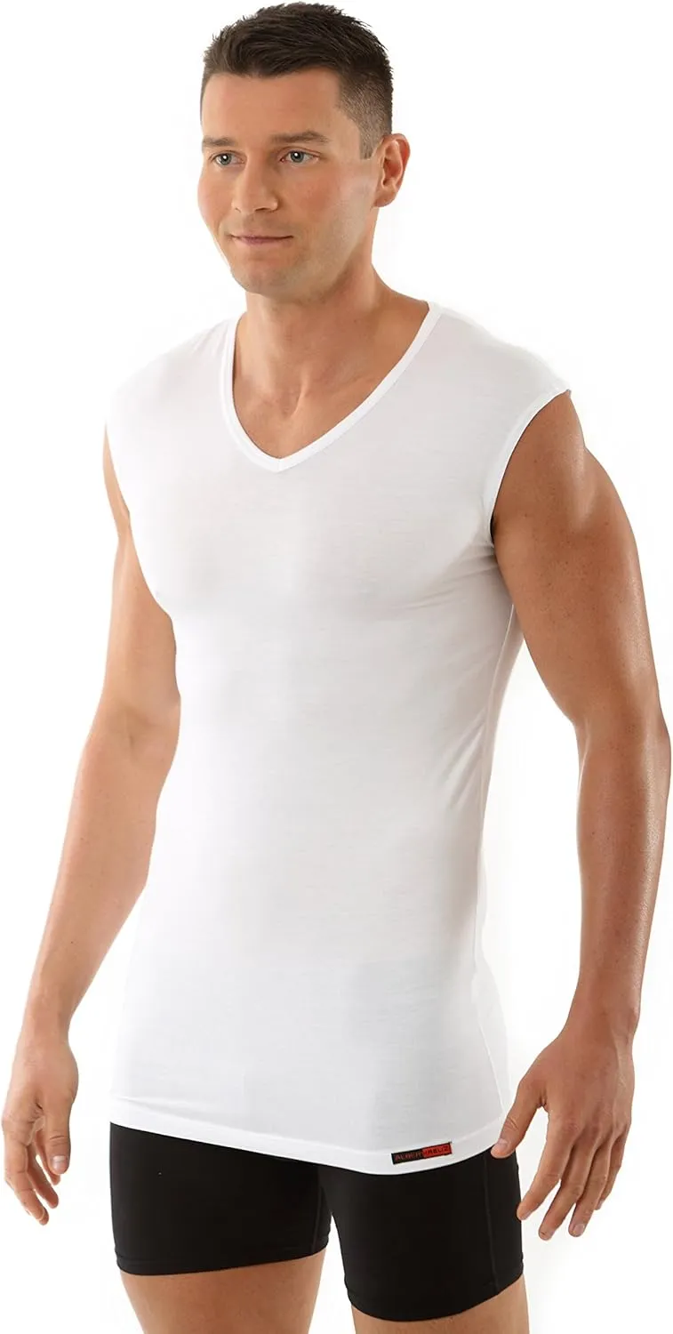 Men's Sleeveless v-Neck Business Undershirt Micromodal Light White