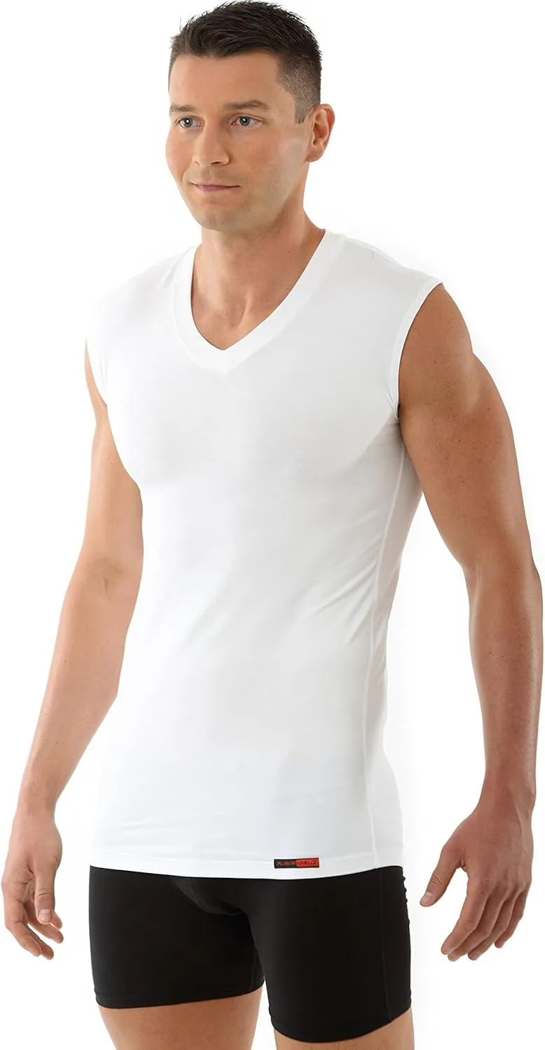 Men's Sleeveless v-Neck Business Undershirt Micromodal White
