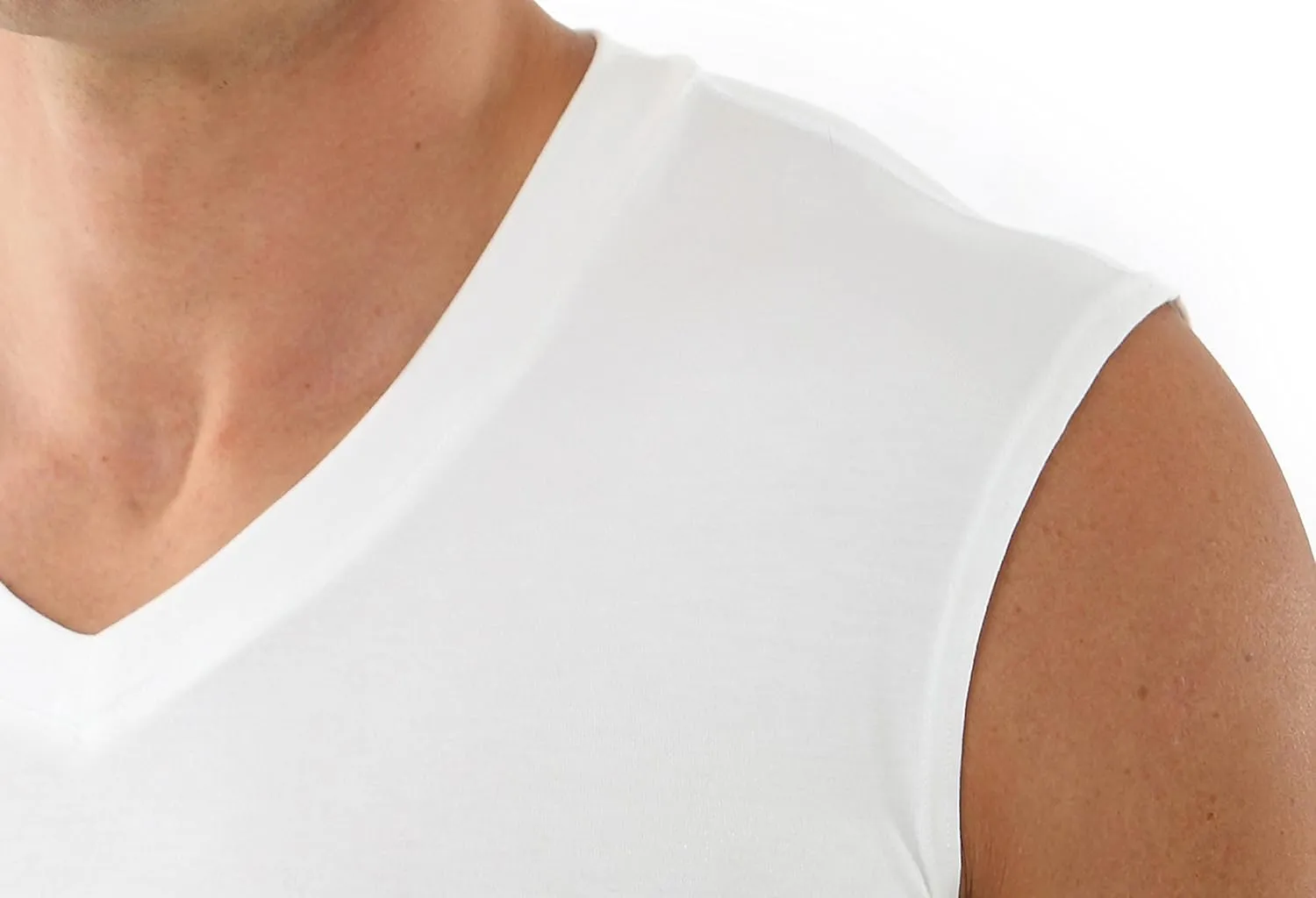 Men's Sleeveless v-Neck Business Undershirt Micromodal White