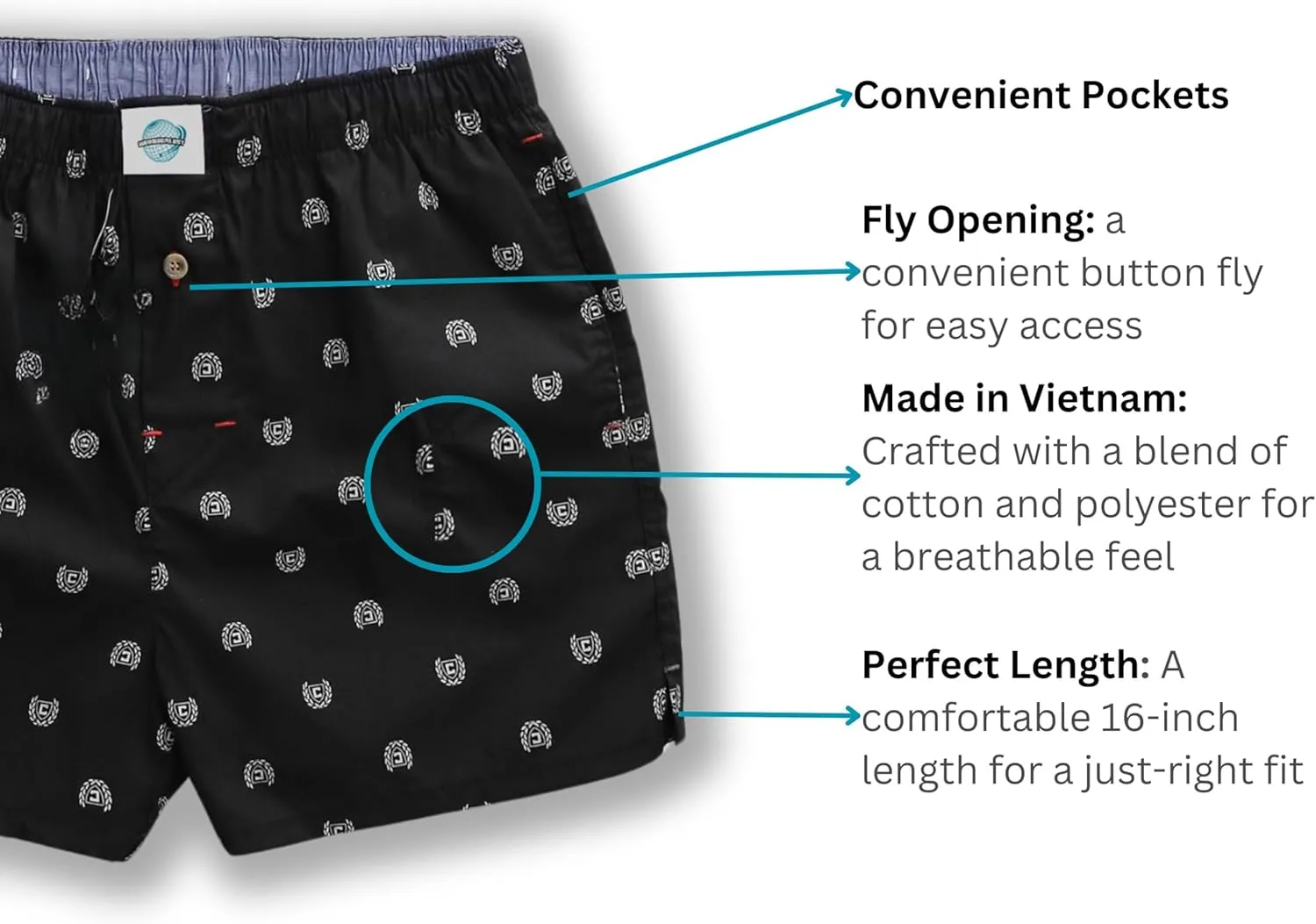 Mens underwear  Woven Cotton Boxers for men with Pockets, 3-Pack  Ultimate Comfort & Mid-length boxer shorts