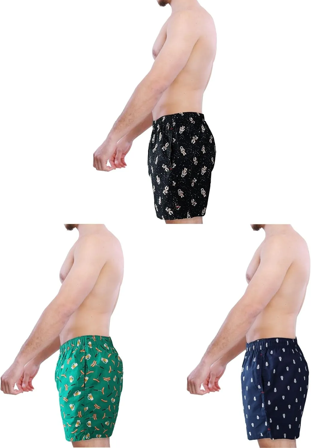 Mens underwear  Woven Cotton Boxers for men with Pockets, 3-Pack  Ultimate Comfort & Mid-length boxer shorts