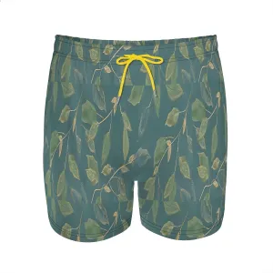 Men's Water Shorts Tropical Banana Leaf Print Swim Trunks Breathable Mesh Lining Cool Comfort