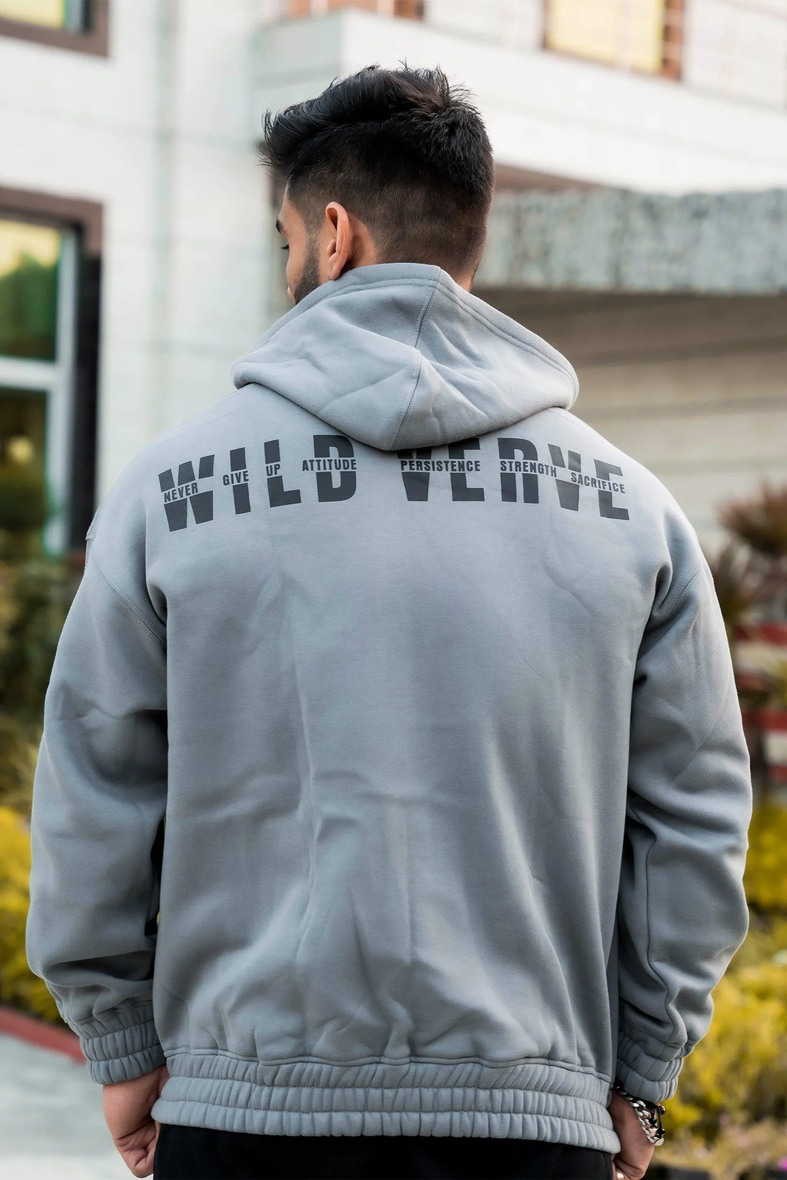 MOTIVATION IS TEMPORARY ZIPPER HOODIE (DARK GREY)