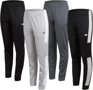 New Balance Boys Sweatpants - 4 Pack Active Tricot Boys Joggers Athletic Pants with Pockets, Kids Activewear Clothes (4-20)