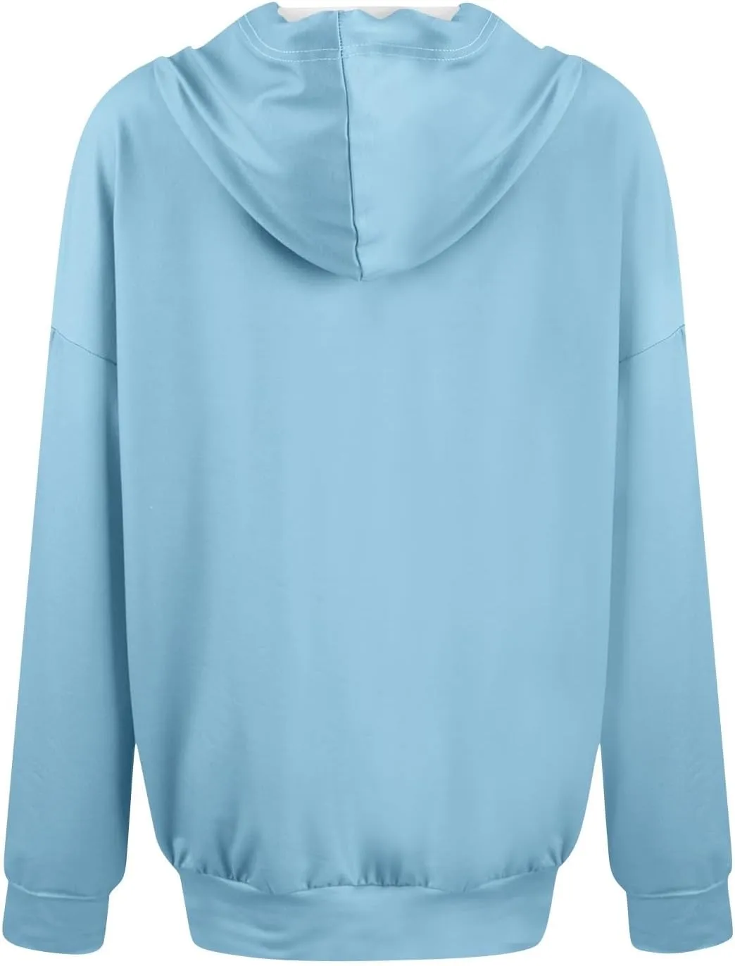 Oversized Hoodies for Women Button Down Drop Shoulder Drawstring Sweatshirt Ribbed Long Sleeve Tops with Pockets