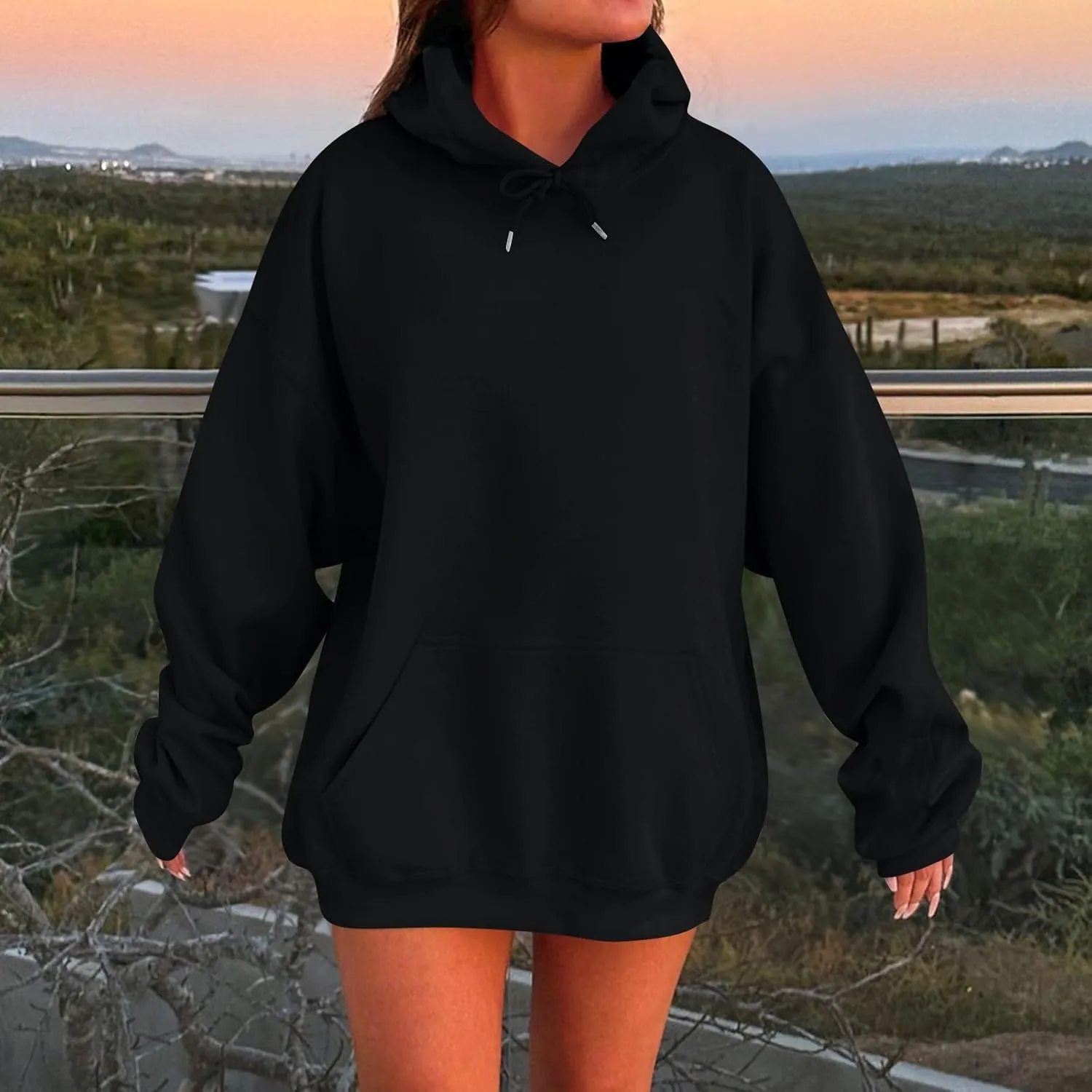 Oversized Hoodies for Women Casual Long Sleeve Pullover Sweaters Trendy Drawstring Fleece Sweatshirts with Pocket